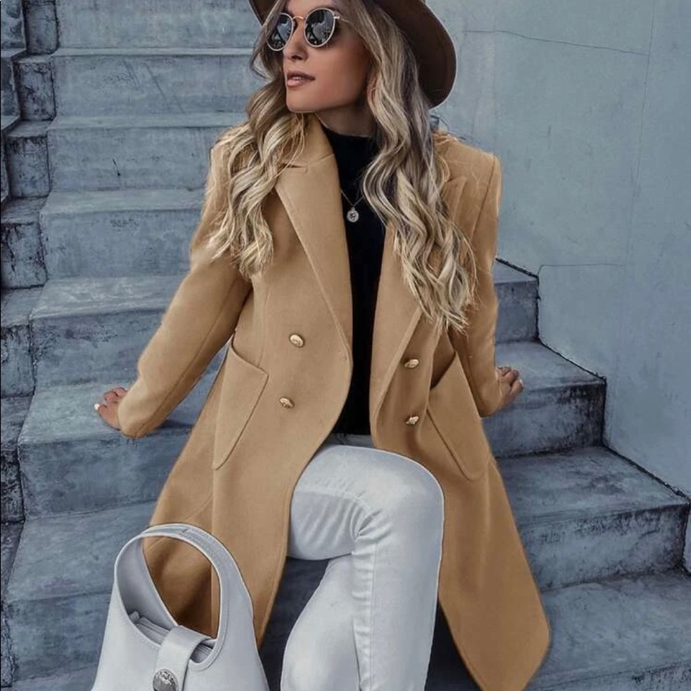 Khaki Pocket Pea Coat